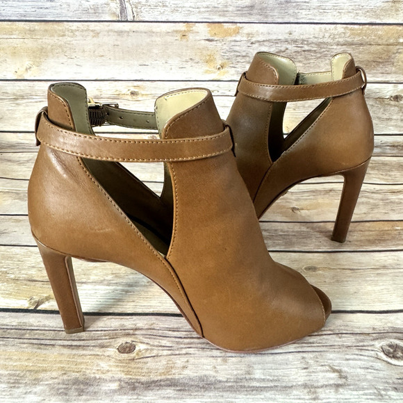 Michael Kors Womens Brown Leather Lawson Open Toe High Heel Bootie Size 6M - Picture 5 of 8